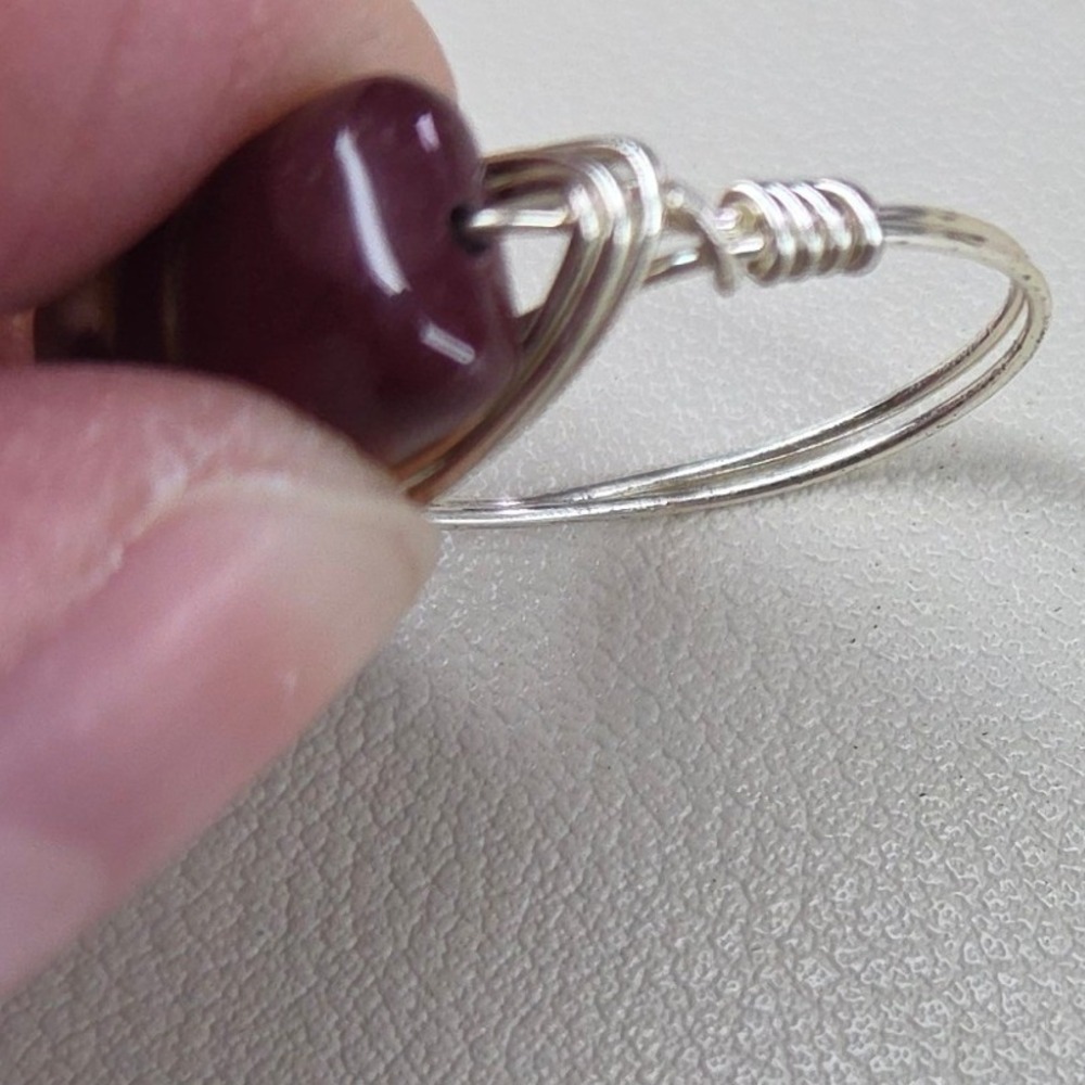 Handmade Wire Wrapped Jasper Ring Silver Tone Size 8 Artisan Jewelry - Picture 7 of 8